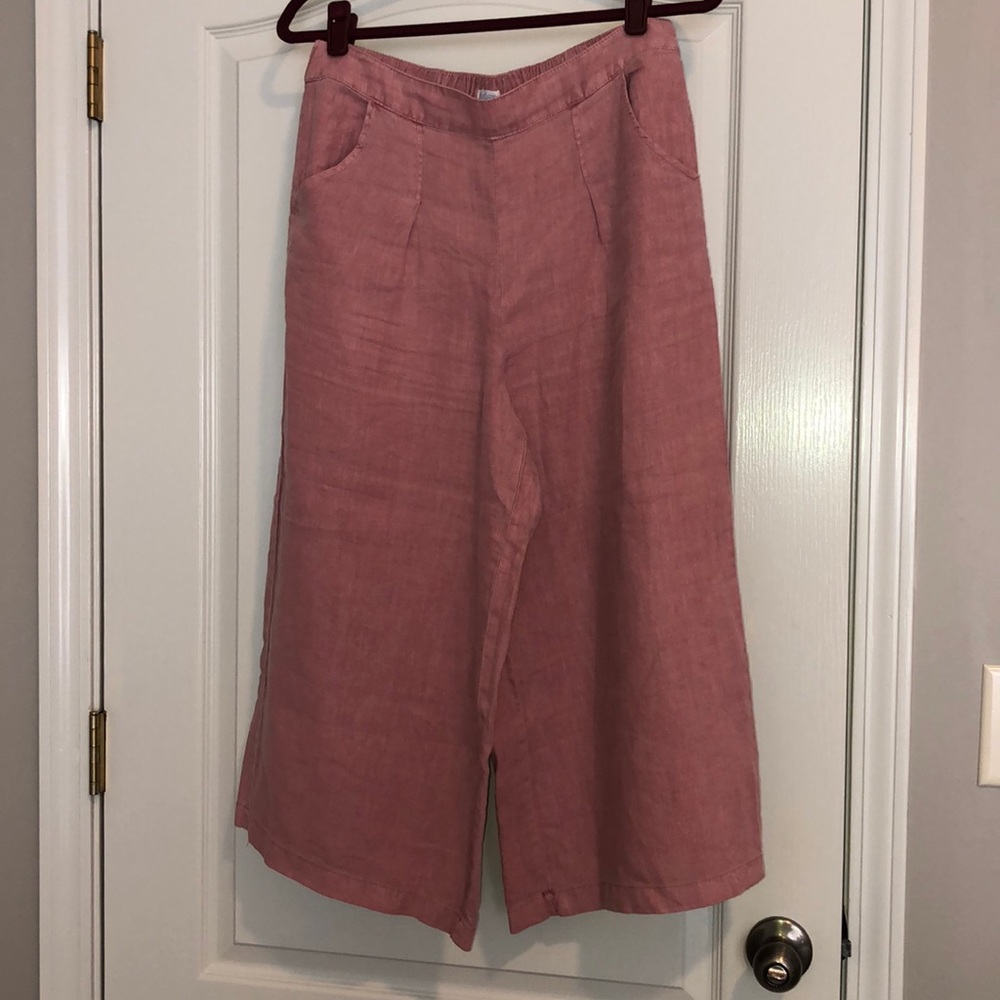 Cropped Wide Leg Linen Pants